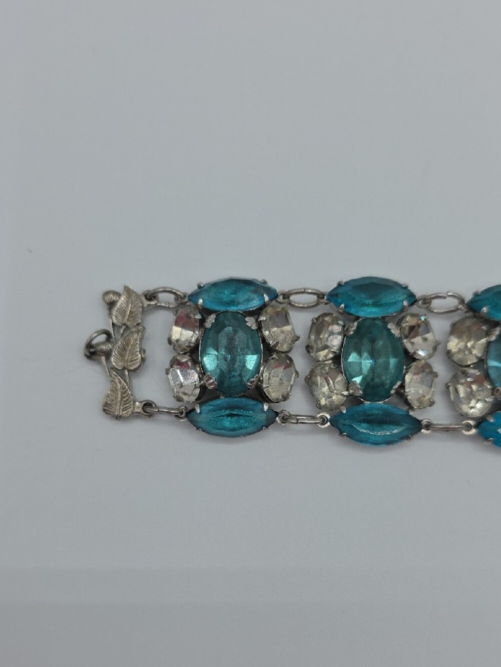 Vintage Blue And White Crystal Statement Bracelet - Picture 4 of 10